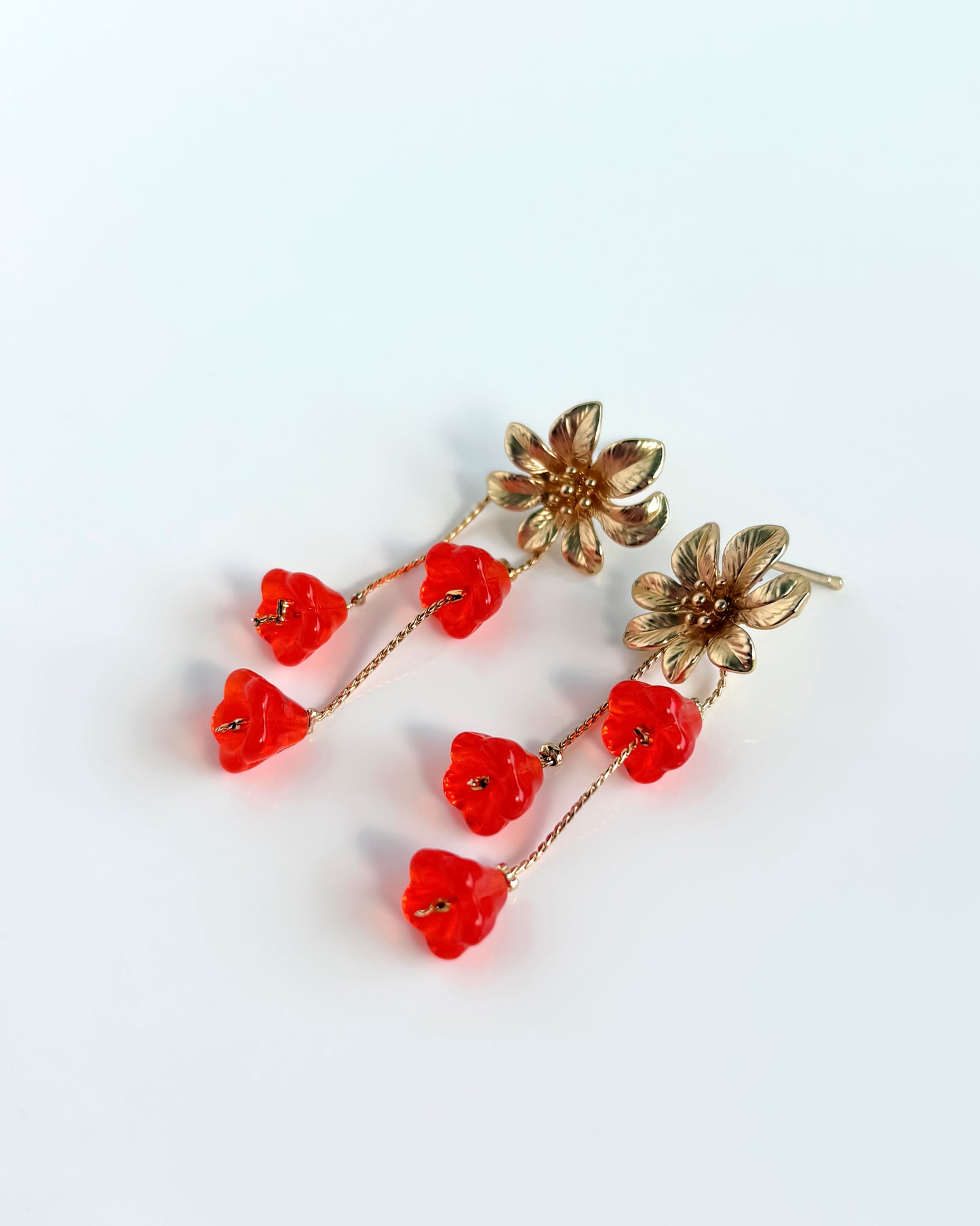 Pendientes Flor cristales naranja