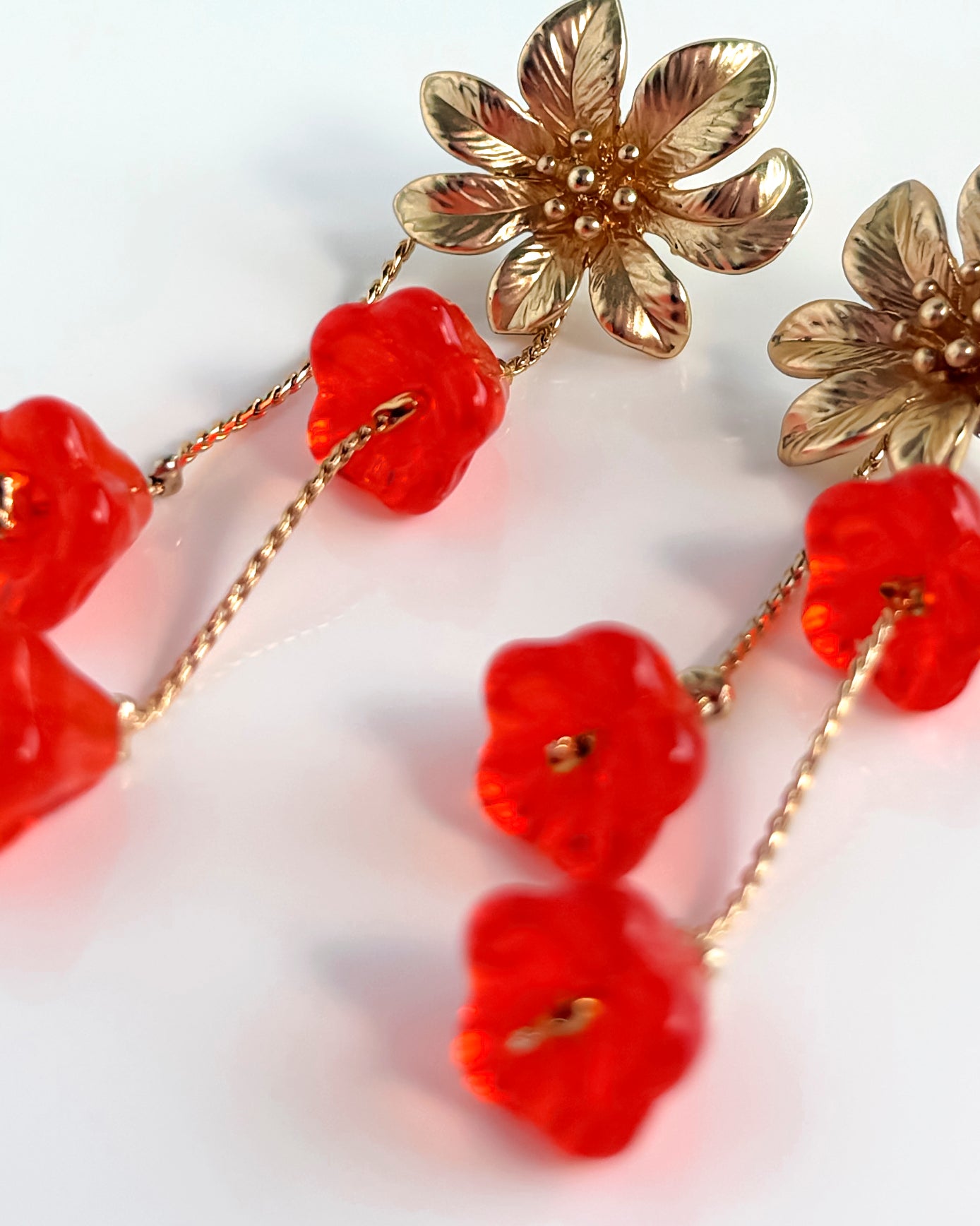 Pendientes Flor cristales naranja