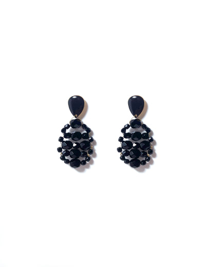 Pendientes - CALIA- cristales negros brillo