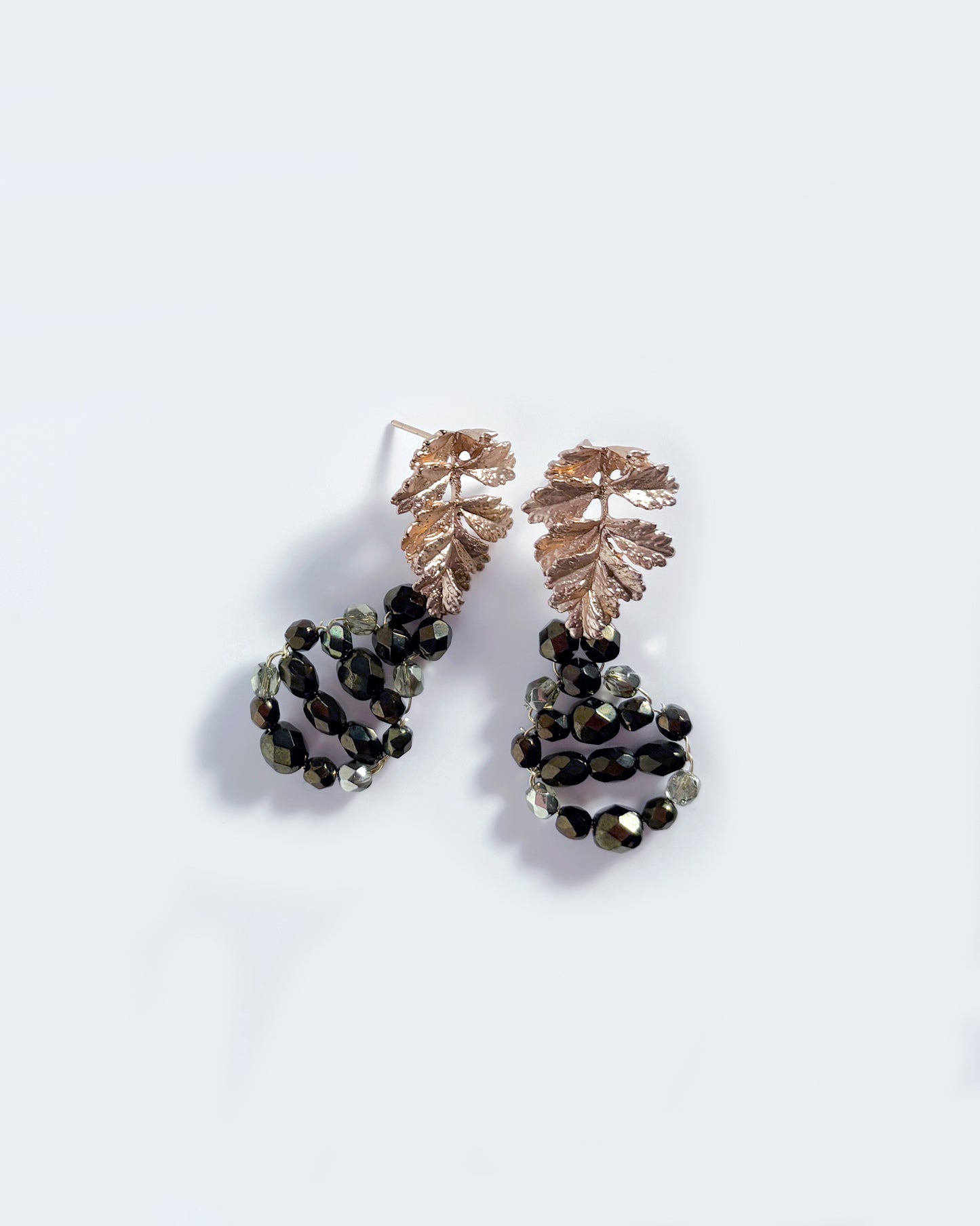 Pendientes Hoja de cristales verde oliva