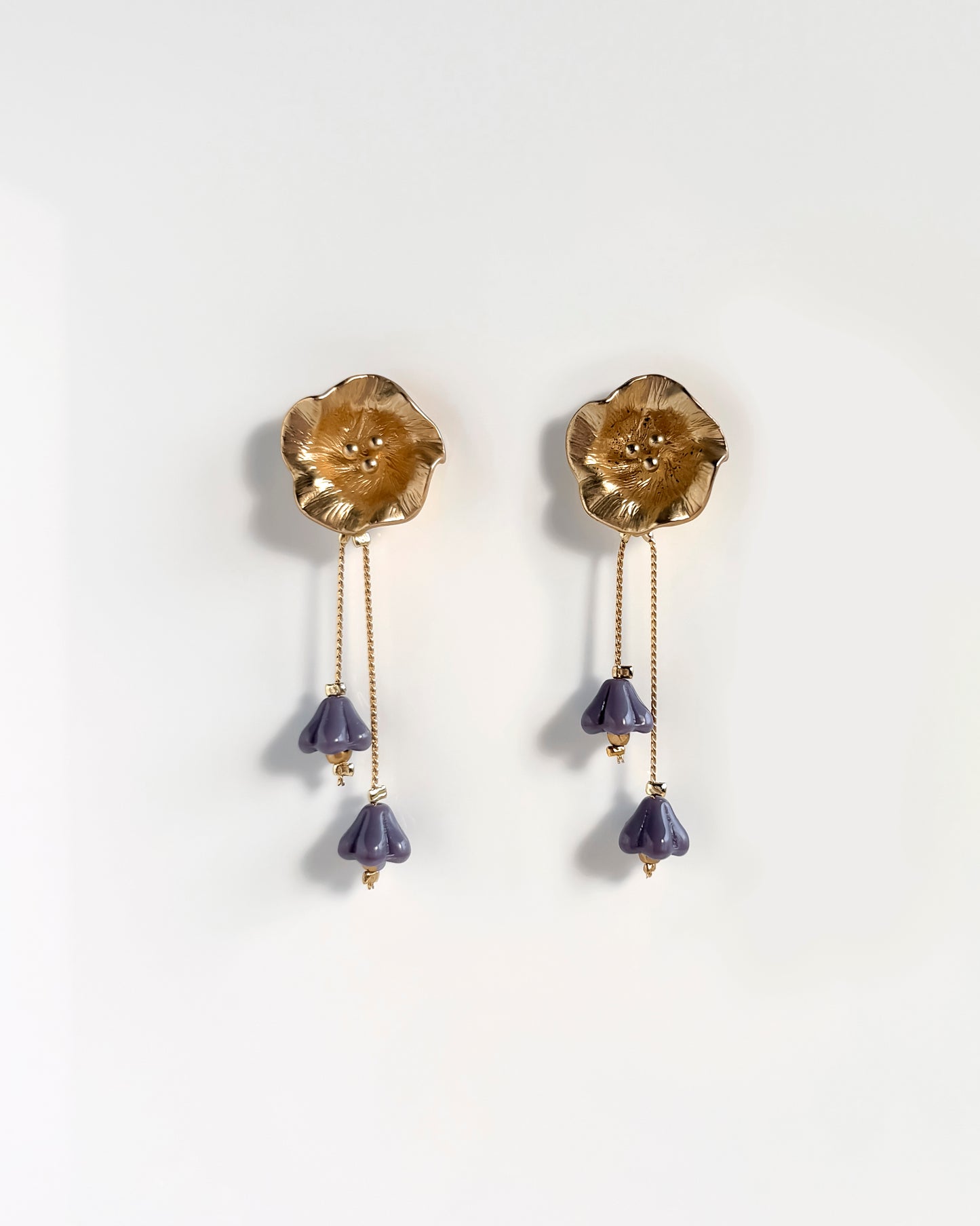 Pendientes Flor cristales lavanda