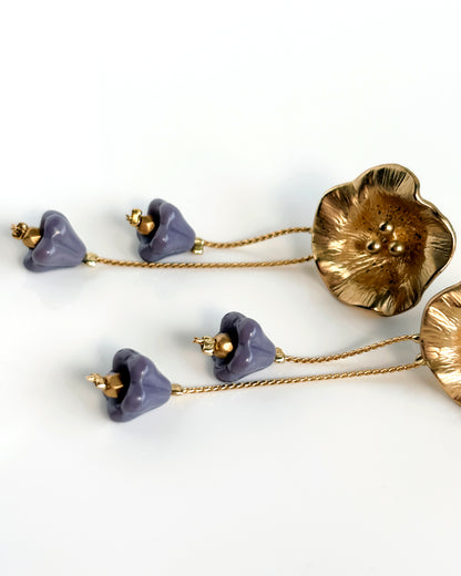 Pendientes Flor cristales lavanda