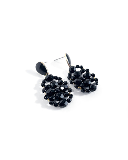 Pendientes - CALIA- cristales negros brillo