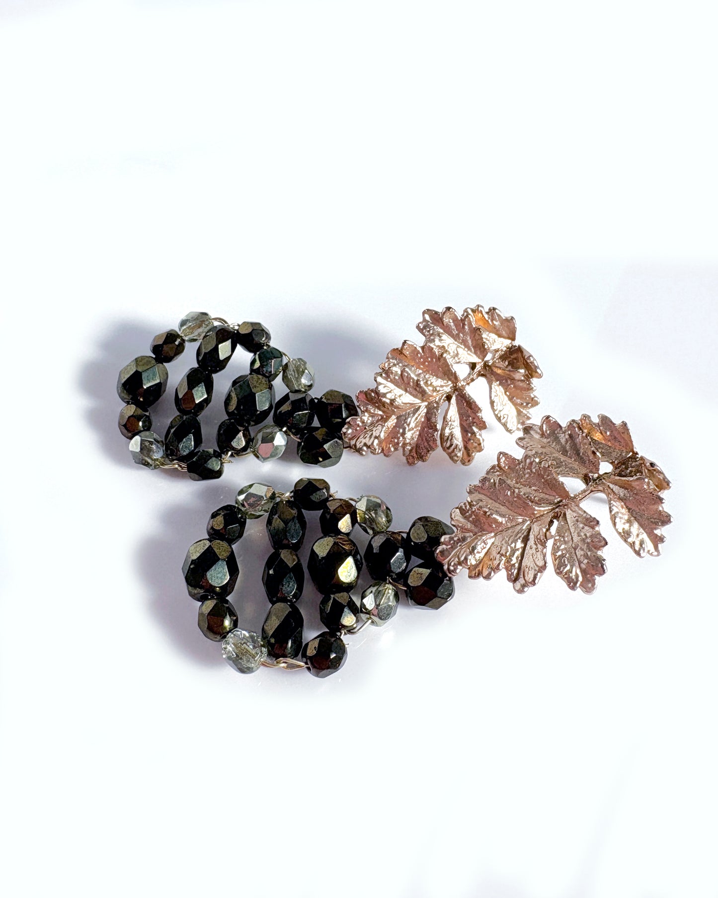 Pendientes Hoja de cristales verde oliva