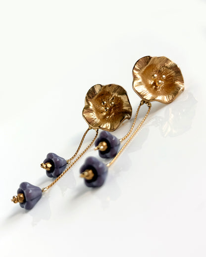 Pendientes Flor cristales lavanda