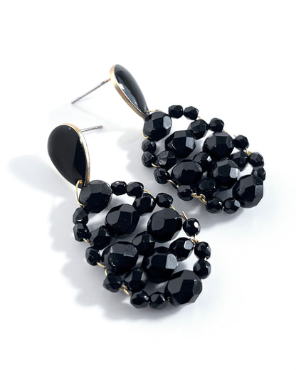 Pendientes - CALIA- cristales negros brillo