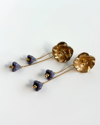 Pendientes Flor cristales lavanda