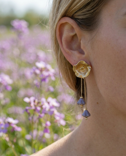 Pendientes Flor cristales lavanda