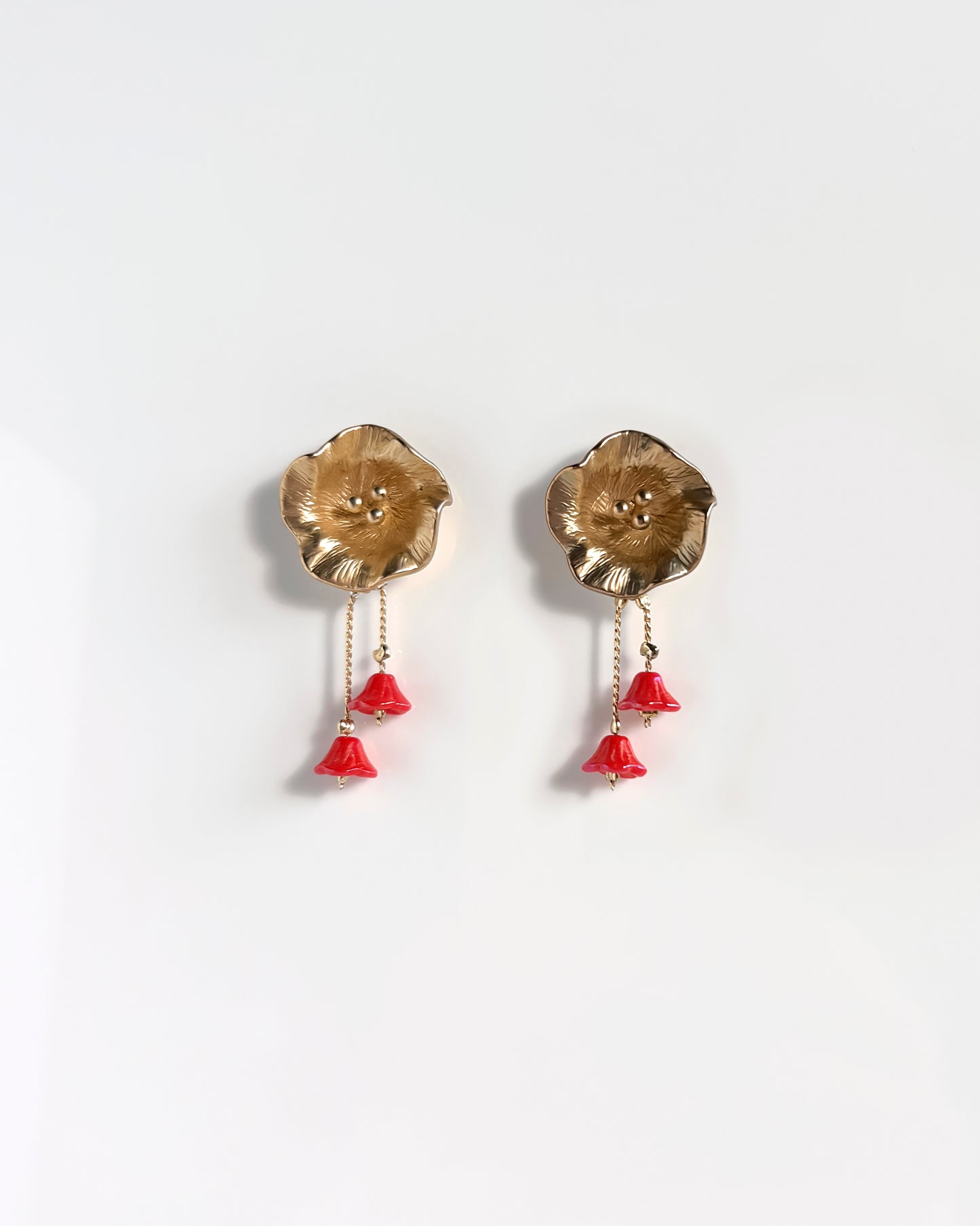 Pendientes cortos Flor cristales coral