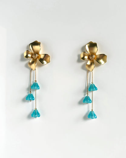 Pendientes Flor cristales azul celeste