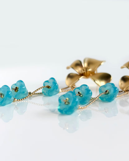 Pendientes Flor cristales azul celeste