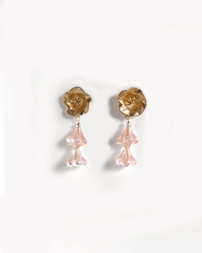 Pendientes Campanilla con cristales rosa transparente