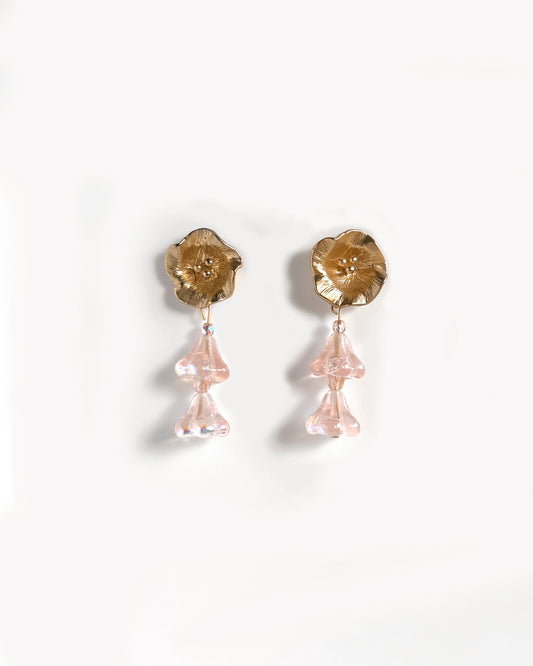 Pendientes Campanilla con cristales rosa transparente