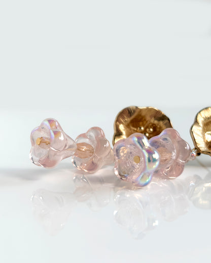 Pendientes Campanilla con cristales rosa transparente