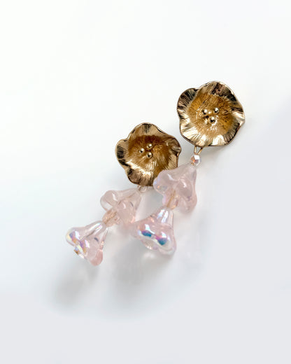 Pendientes Campanilla con cristales rosa transparente