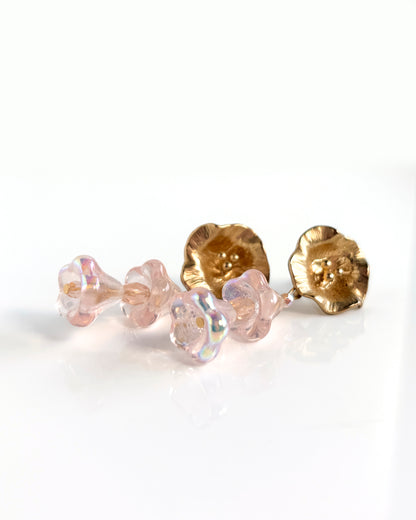 Pendientes Campanilla con cristales rosa transparente