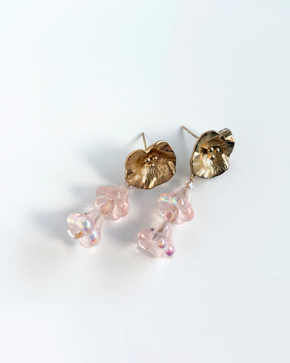 Pendientes Campanilla con cristales rosa transparente