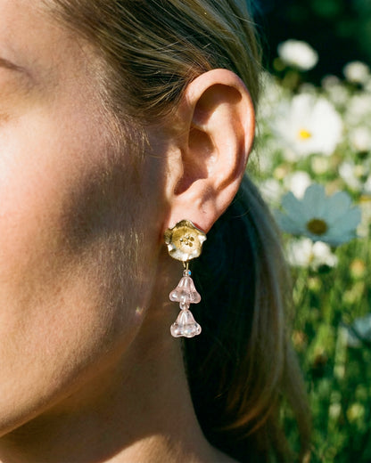 Pendientes Campanilla con cristales rosa transparente