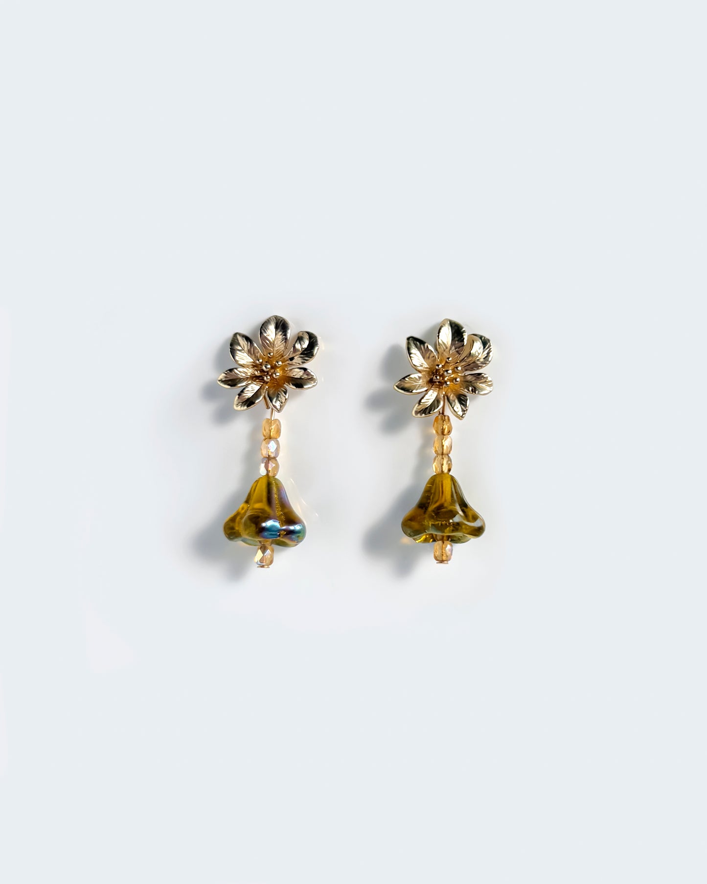 Pendientes Campanilla cristales amarillo mostaza