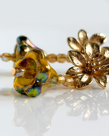 Pendientes Campanilla cristales amarillo mostaza