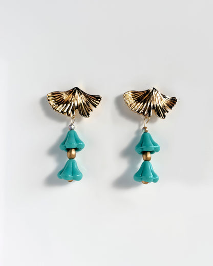 Pendientes Campanillas cristales turquesas
