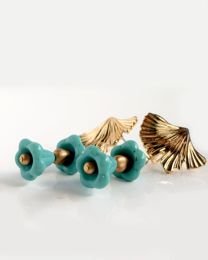 Pendientes Campanillas cristales turquesas