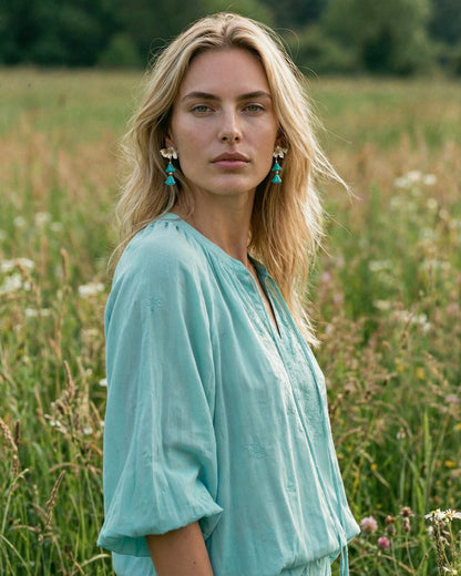 Pendientes Campanillas cristales turquesas