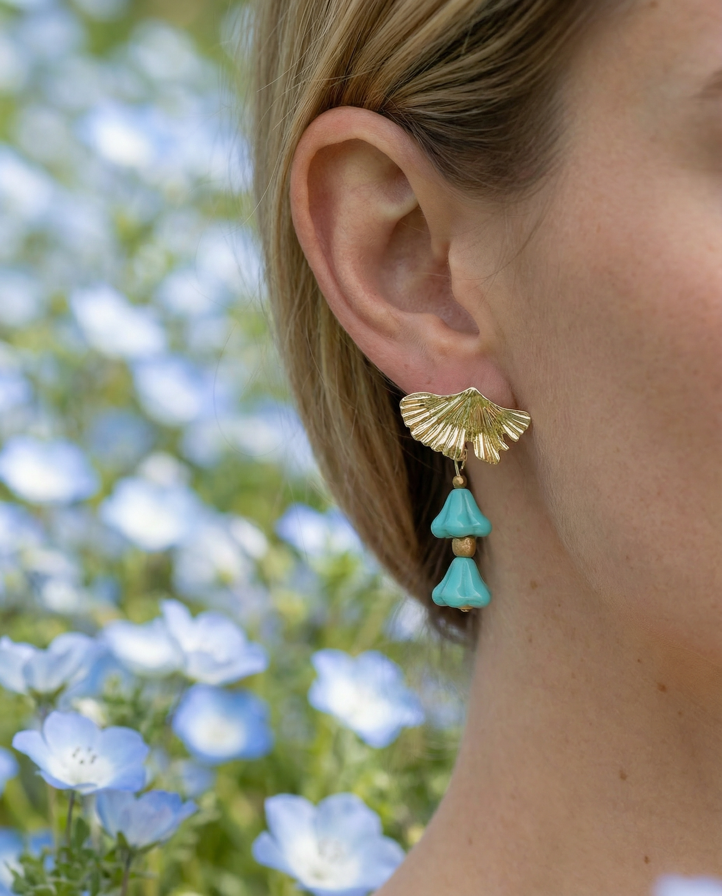 Pendientes Campanillas cristales turquesas