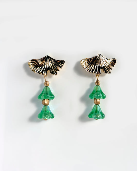 Pendientes Campanillas cristales verde menta