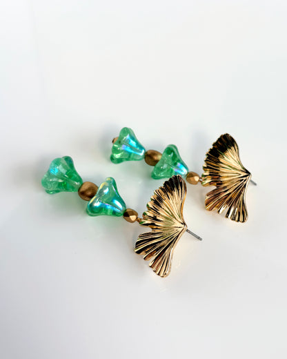 Pendientes Campanillas cristales verde menta