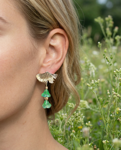 Pendientes Campanillas cristales verde menta