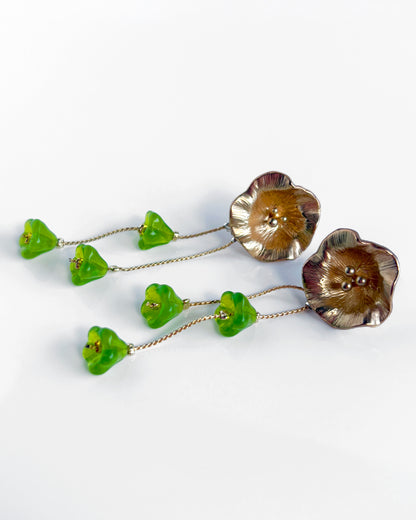 Pendientes Flor cristales verdes