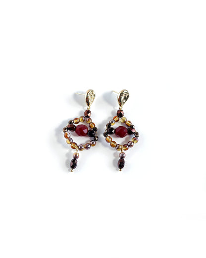 Pendientes CALA con cristales marrones