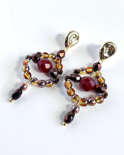 Pendientes CALA con cristales marrones