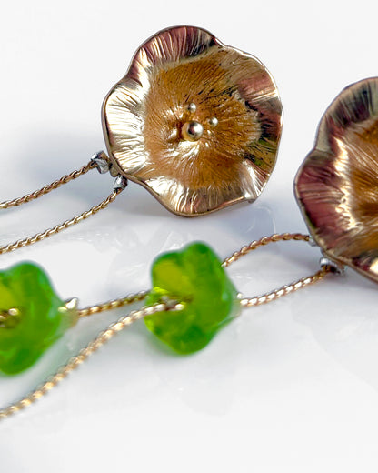 Pendientes Flor cristales verdes