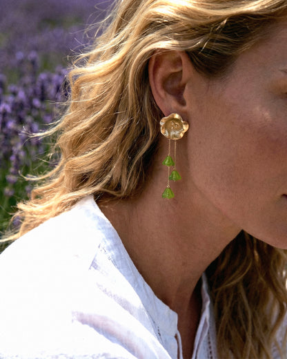 Pendientes Flor cristales verdes