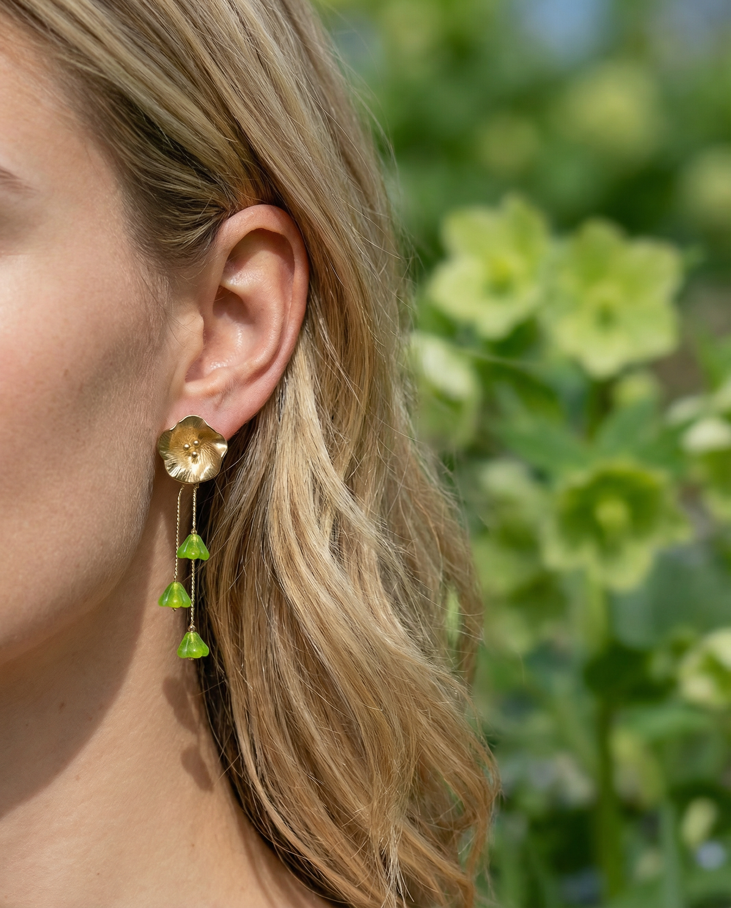 Pendientes Flor cristales verdes