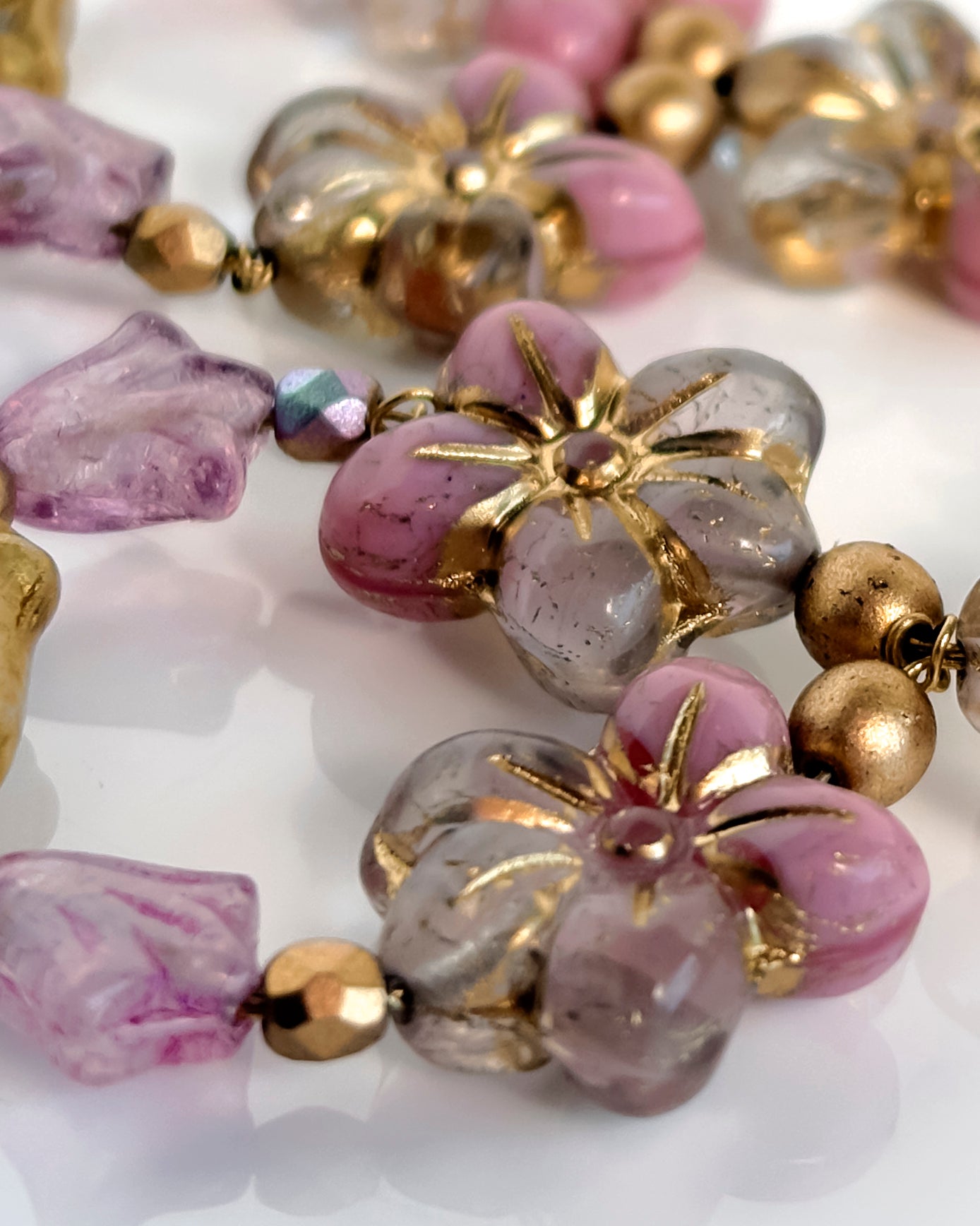 Pendientes Flor cristales rosa antiguo