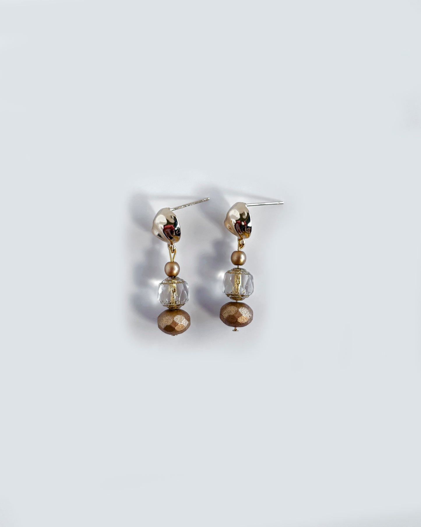 Clear crystal and gold earrings