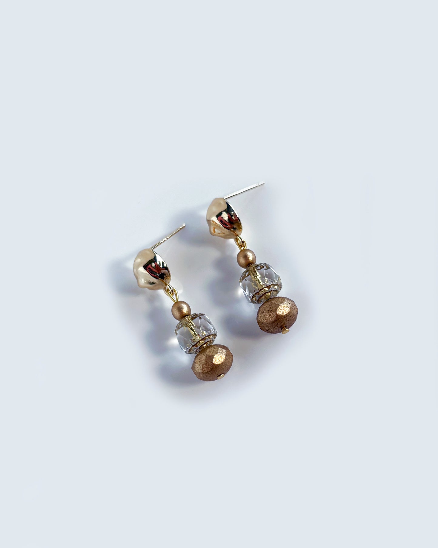 Clear crystal and gold earrings