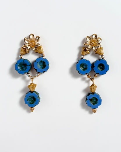 Pendientes de flores azules Hawai