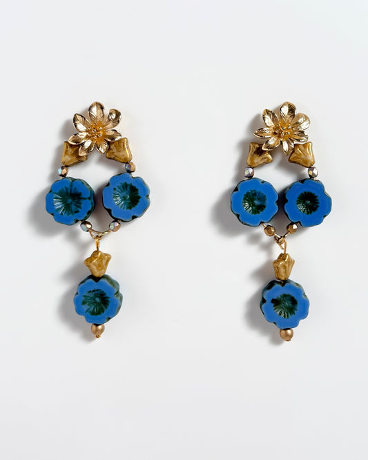 Pendientes de flores azules Hawai