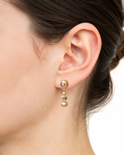 Clear crystal and gold earrings