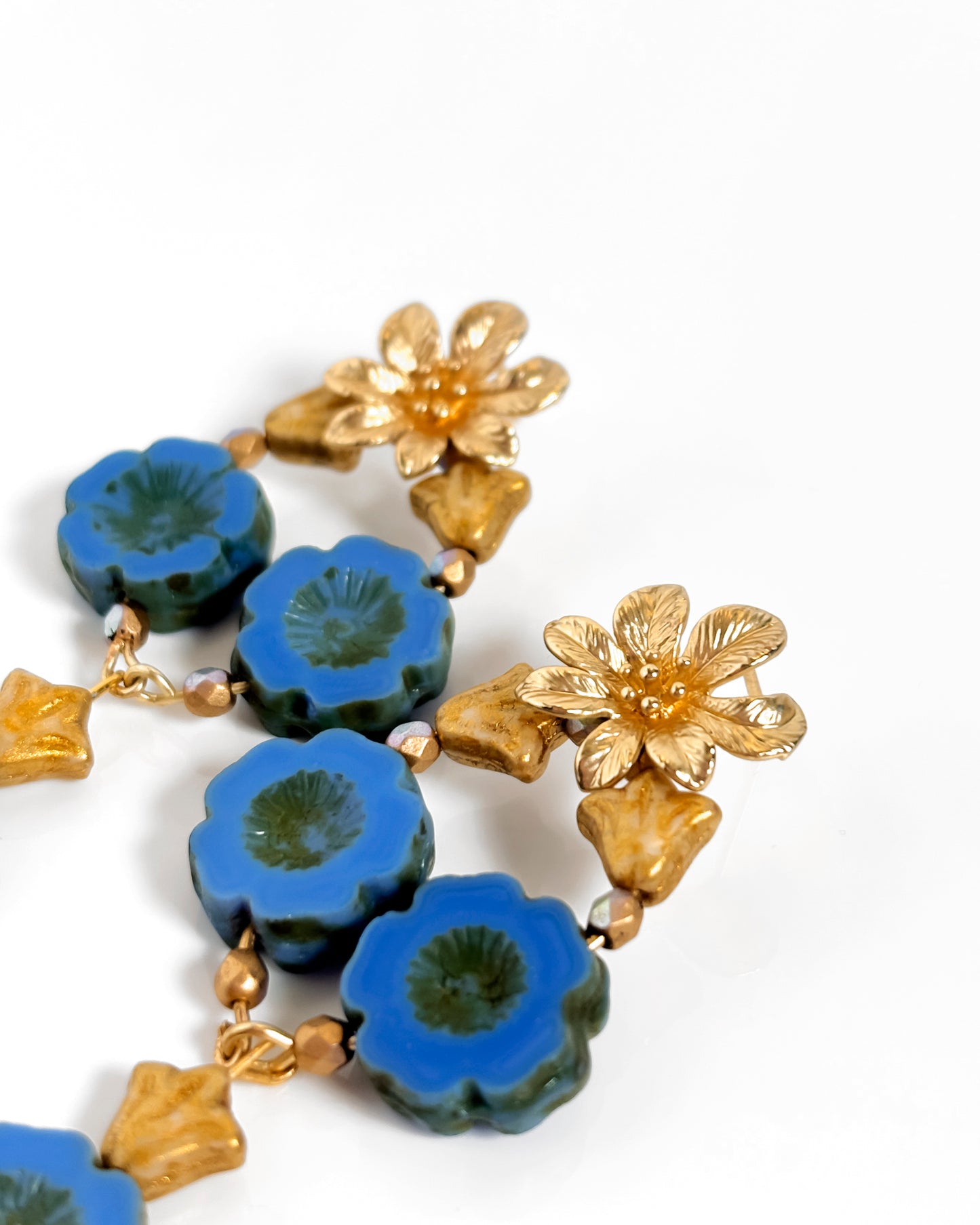 Pendientes de flores azules Hawai