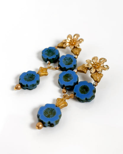 Pendientes de flores azules Hawai