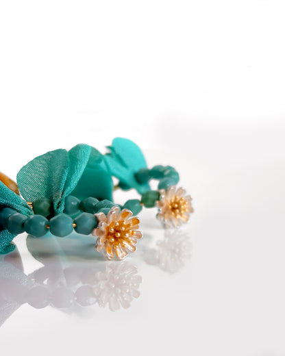 Pendientes Flor natural cristales turquesa