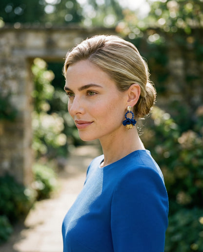 Pendientes Flor natural cristales azules