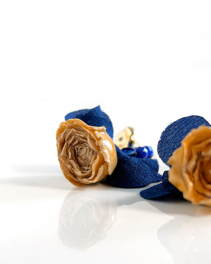 Pendientes Flor natural cristales azules