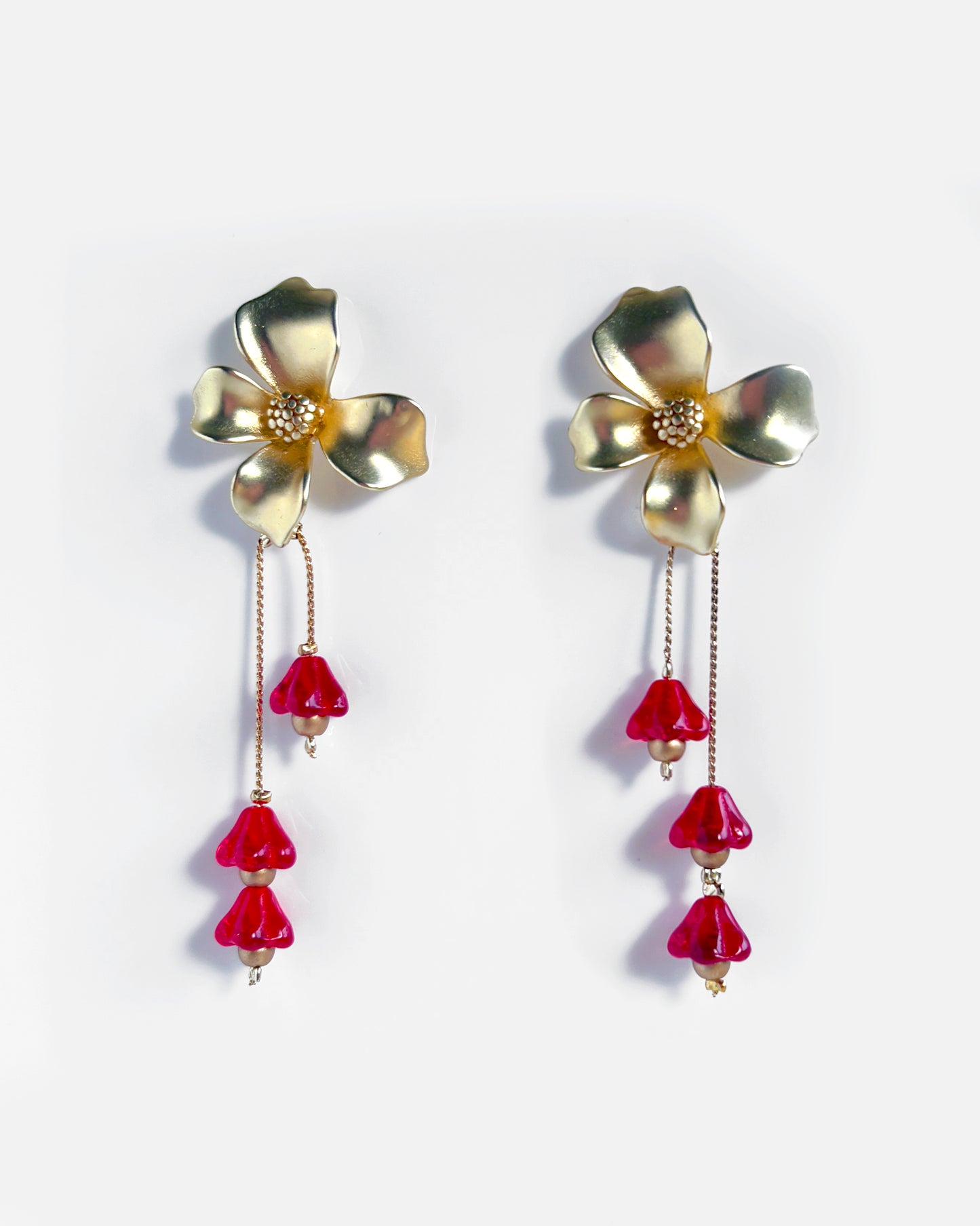 Pendientes Flor cristales rojos