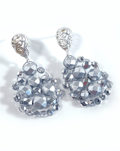 Pendientes  CALIA  con cristales plata brillo